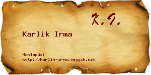 Karlik Irma névjegykártya