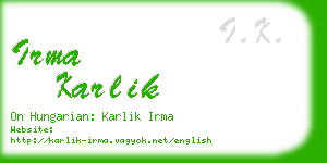 irma karlik business card